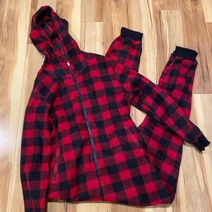 Buffalo plaid onesie pajamas